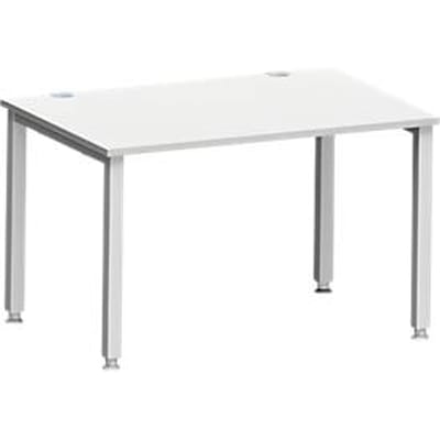 Bureau MODENA FLEX, rechthoekig, 4-poots vierkante buis, B 1200 x D 800 x H 720-820 mm, lichtgrijs/wit aluminium