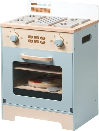 HHHK - Houten Speelgoed Oven - Blauw - Kinderkeuken - Houten Keuken Speelgoed - Houten Keukentje - Kinderkeuken Speelgoed