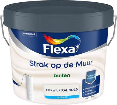 Flexa - Strak Op De Muur Buiten Zijdemat - Fris Wit / Ral 9016 - Mengverf - 2,5 L