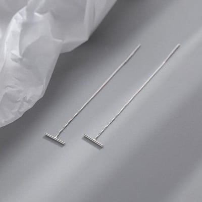 925 Sterling Zilveren Strip Lange Kwast Oorbellen voor Vrouwen Doos EarLine Bruiloft Feest Sieraden Nieuwe Aankomst gray