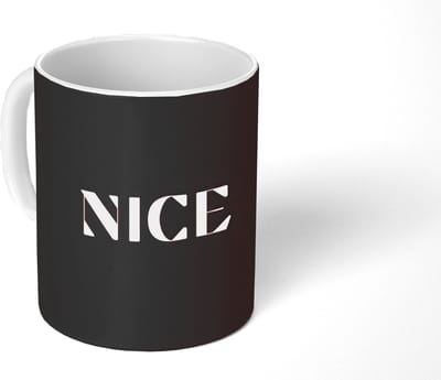 Mok - Koffiemok - Nice - Bordeaux - Roze - Mokken - 350 ML - Beker - Koffiemokken - Theemok - Mok met Tekst