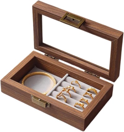 Houten Sieradenbox voor Reizen, Verwijderbare Tray, Draagbare Opbergruimte voor Kettingen, Ringen en Armbanden, Perfecte Cadeau-ideeën voor Moeders en Vriendinnen