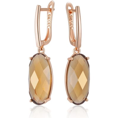 Boucles d'oreilles pendantes ovales larges marron clair zircon naturel mode femmes simples couleur or rose haute qualité bijoux quotidiens beige