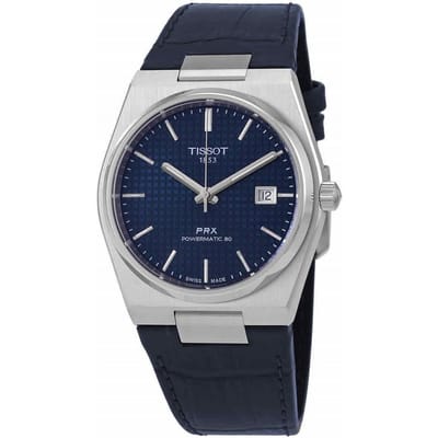 Tissot Prx Automatisch Mechanisch Uurwerk Waterdicht Retro Klassiek Horloge 40mm Blauwe Wijzerplaat Roestvrijstalen Kast Echt Lederen Band T137.407.16.041.00 Regular Watch Box gray