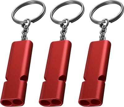 Nuvance Noodfluit - Fluit voor Noodsituaties en Survival - Fluitje met Hoge Decibel - 120dB - Noodfluitje bij Ramp - 3 Stuks - Rood