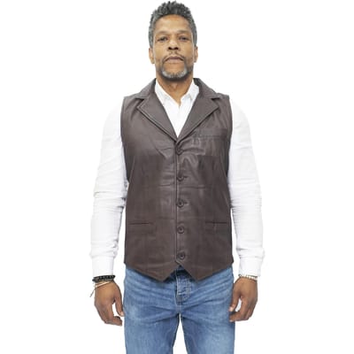 Heren slim klassiek lederen vest-Bristol