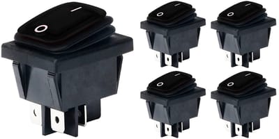 Orbit Electronic Wipschakelaar ON-OFF - 4-pins - 30x22mm - 16A 250V - Spat Waterdicht - KCD4-201-16 - Zwart - 5 stuks