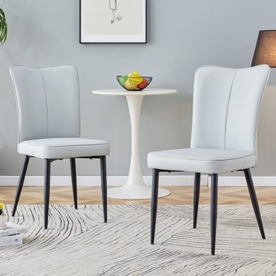 MIVRAY Eetkamerstoelen Set Van 2 - Ergonomisch Met PU Bekleding - Voor Eetkamer Kantoor En Restaurant - Lichtgrijs Zwart