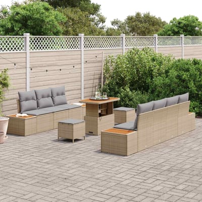 vidaXL - Tuinbank - Set - 10 - st - 9-Aantal - zitplaatsen - Beige - en - Lichtgrijs