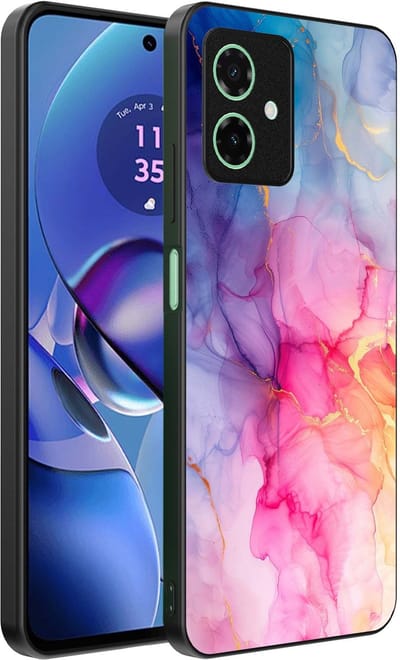 Smartphonica Telefoonhoesje Geschikt voor Motorola Moto G55 met marmeropdruk - TPU backcover case marble design - Regenboog geschikt voor Motorola Moto G55
