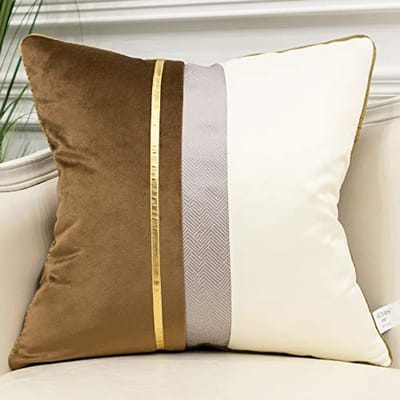 Gestreept Patchwork Kussenhoes in Fluweel - Luxe Decoratie voor Woonkamer en Slaapkamer - 40x40 cm