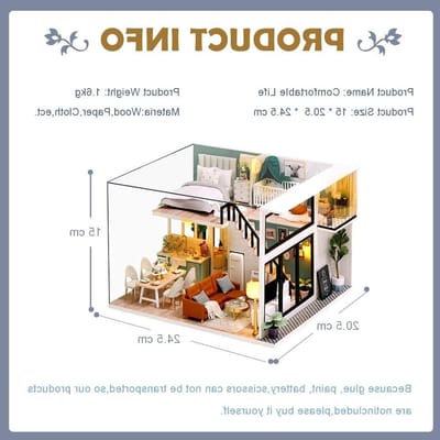 Houten Poppenhuis Kit - Miniatuur Meubels - Creatief Knutselen - Met Muziekdoos - 31 cm Breed - Niet Gespecificeerd