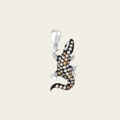 Zilveren Salamander hanger met zirkonia's