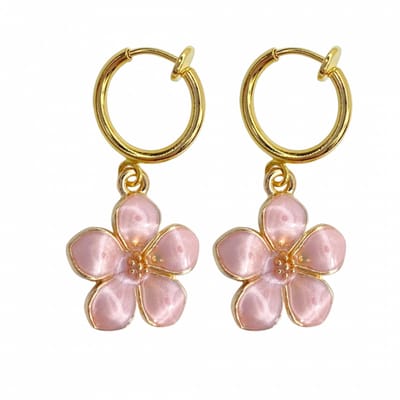 Klem oorbellen -roze- Chimay -goudkleurig-geen gaatje-Charme bijoux