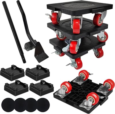 JGS Premium - Meubeltransportwielenset met draaibare wielen en remwieltjes voor meubelvervoer - 7 delig met meubelrollers en meubellifter