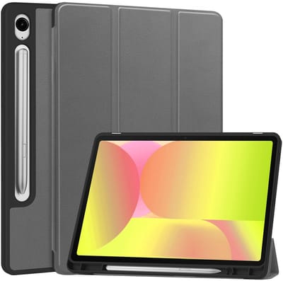 Hoes - Geschikt voor Samsung Galaxy Tab S10 FE - Dun & Stevig - Trifold Bookcase - Hard Cover Case - Met Uitsparing Geschikt voor S Pen - Hardcover Book - Tablet Hoesje - Grijs