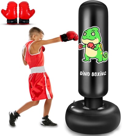 SnelShoppen - Opblaasbare Punching Bag voor Kinderen 165CM - Ideaal voor Karate, Taekwondo, MMA Training - Duurzaam PVC, Geschikt voor 3-8 Jaar - Perf