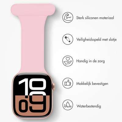 Verpleegkundige siliconen bandje - Geschikt voor Apple Watch 1, 2, 3, 4, 5, 6, 7, 8, 9, 10, 11, SE, Ultra (2 / 3) - 44/45/46/49 mm - Roze