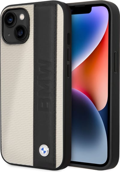 BMW Pu Leer Telefoonhoesje voor Apple iPhone 14 Plus - Bescherm je Telefoon - Beige Back Cover