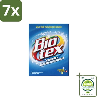 7 x Biotex – Waspoeder - Voorwas & Vlekverwijderaar – Actieve biologische enzymen – 720 g - Grootverpakking - Waspoeder Voorwas - Vlekverwijderaar - Enzymatische Vlekverwijdering - Waspoeder Inweek - Waspoeder Voor Kleding