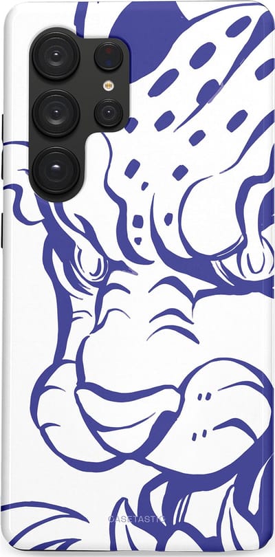 Casetastic Hoesje Geschikt voor Samsung S25 Ultra - Stijlvolle Beschermende Duo-layer Case - Blauwe Panter Hoofd
