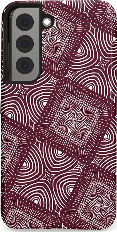 Casetastic Hoesje Geschikt voor Samsung S22 - Stijlvolle Beschermende Duo-layer Case - Bohemien Rood Design