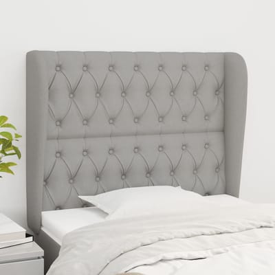 vidaXL - Hoofdbord - met - randen - 93x23x118/128 - cm - stof - lichtgrijs