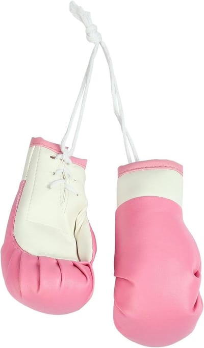Mini Bokshandschoenen Hanger - Autohanger Sport - Auto Interieur Decoratie - 3D Bokshandschoen Vorm - 10 x 5.5 cm - Roze