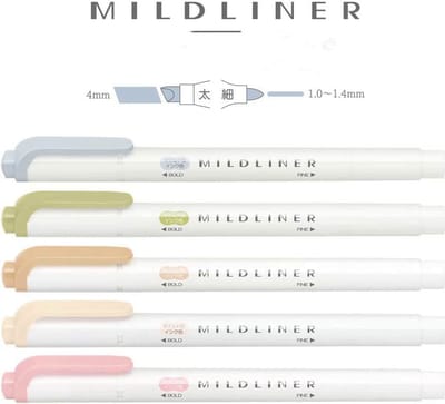 Zebra Mildliner Double Sided Highlighter - New Natural Colors + EXTRA een Zebra Two Sided Brushpen