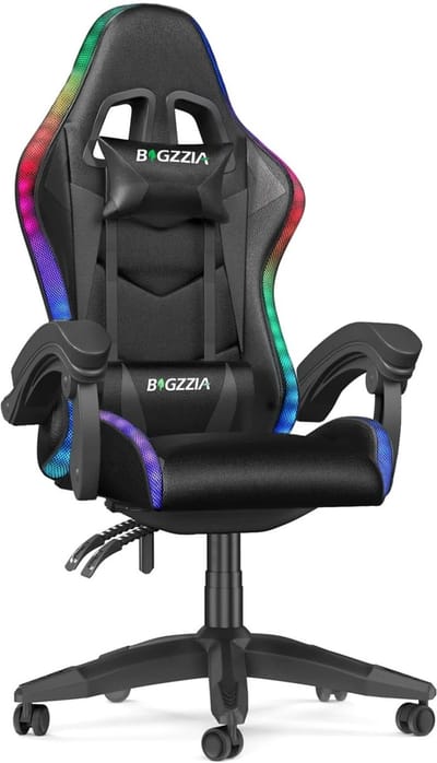 ITRONIQ Gaming Stoel - Ergonomische Bureaustoel - RGB LED - Verstelbaar 90 tot 155 Graden - Hoofdsteun - PU Leer - Zwart