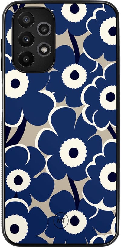 Hoesje geschikt voor Samsung Galaxy A13 4G - Abstract bloom - TPU Hard Case Backcover - Blauw - Mooie Telefoonhoesjes