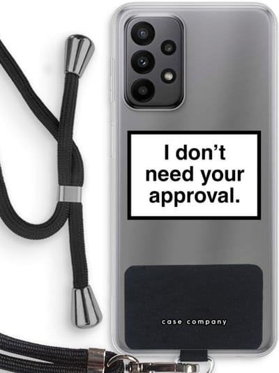 Hoesje met koord geschikt voor Samsung Galaxy A23 hoesje met Koord - Don't need approval - Telefoonhoesje met Zwart Koord - Bescherming aan alle Kanten en Over de Schermrand