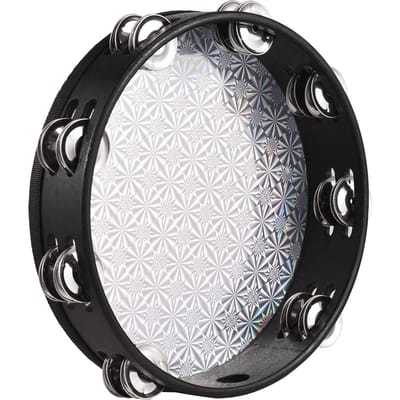 10-inch houten stralende tamboerijn handbelhandtrommel met reflecterend drumvel met dubbele rij jingles 8-inch white