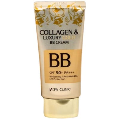 3W Clinic Crème BB Dorée de Luxe au Collagène | Couvrance Raffermissante & Anti-Rides | 50ml beige