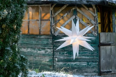 Kerstster verlichte opvouwbare ster 55cm decoratieve ster wit hoogwaardige kunststof ster voor gloeilamp met timerfunctie 3D-ster 18-puntige verlichte ster kerstverlichting winterverlichting