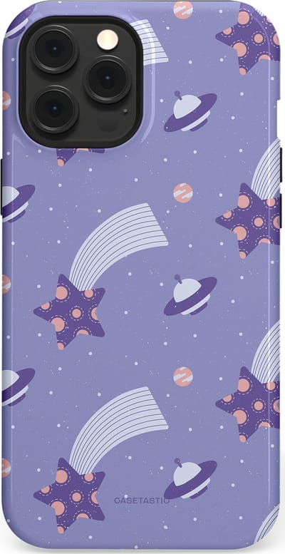 Casetastic Hoesje Geschikt voor Apple iPhone 12 Pro Max Magsafe - Stijlvolle Beschermende Duo-layer Case - Sterrenhemel Lila