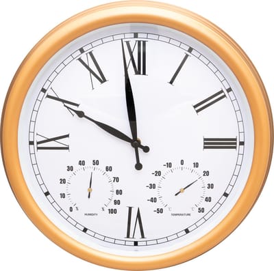 St. Helens Home & Garden Vintage Design Wandklok – Koper - Met Thermometer & Hygrometer – 38 cm – Waterbestendig