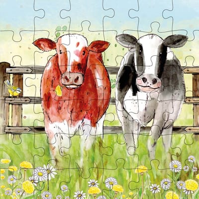 Puzzel wenskaart - Animal Friends - Wenskaart met Puzzel - JPC033- Cows