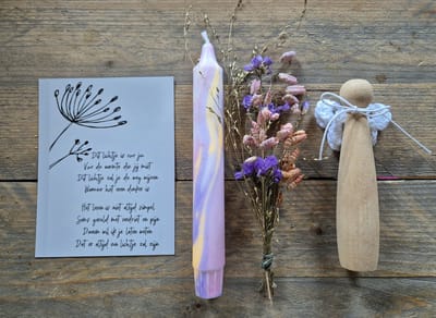 lichtpuntje voor...wenskaart en brievenbus cadeau/troost/kaars/bescherm engel/cadeau