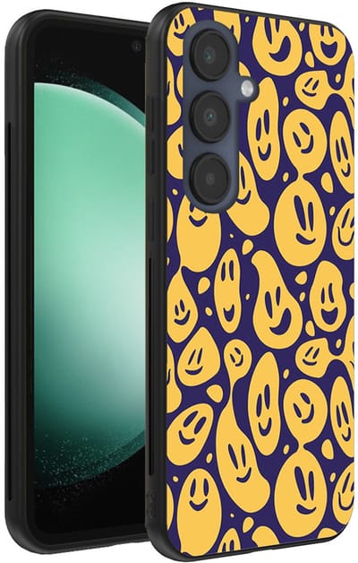 Smartphonica Telefoonhoesje Geschikt voor Samsung Galaxy S23 FE met smiley opdruk - TPU backcover case emoji design - Paars Geel geschikt voor Samsung Galaxy S23 FE