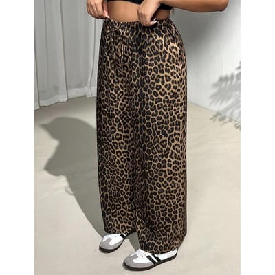 Luipaardprint Design Casual Broek Dames Lente en Herfst Nieuwe Losse Trend Wijde Pijpen L
