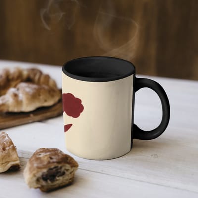 Magische Mok - Foto op Warmte Mokken - Koffiemok - Bloemen - Bladeren - Rood - Minimalistisch - Magic Mok - Beker - 350 ML - Theemok