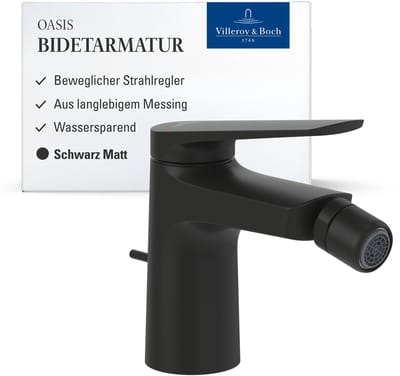 Villeroy & Boch Oasis bidetmengkraan, trekstang, waterbesparend, mat zwart, 73mm
