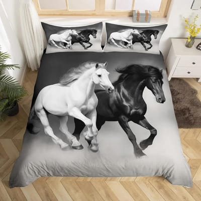 Galopperend Paard Beddengoedset Paard Dekbedovertrek Twin Full Queen King Boerderijdieren Dekbedovertrek voor Kinderen Meisjes Tienerkamer AU Single(140x210cm)
