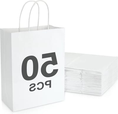 Papieren zakken wit 21x11x27cm - 50 stuks - kraftpapier - verjaardagsfeest - Kerstmis - cadeauverpakking - boodschappentassen