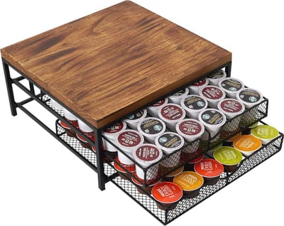 Koffiepad Ladehouder Organizer - 2-laags K Cup Houder met Capaciteit voor 72 Peulen - Geen Montage Vereist voor Keuken of Kantoor