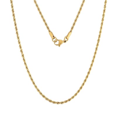 Plux Fashion Rope Ketting - Goud - 3mm/60cm - Sieraden - Goude ketting - Rope Chain - Stainless Steel - Ketting - HipHop Ketting - Schakel Ketting - Sieraden Cadeau - Luxe Style - Duurzame Kwaliteit - Halloween - Oktoberfeest