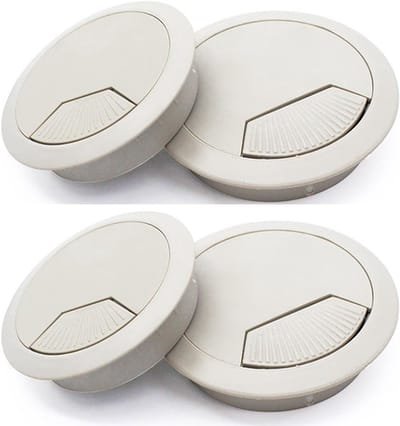 Set van 4 kabeldoorvoeren voor bureau, 60 mm, kabelbeheer voor kantoor en thuis, kabelinvoer accessoires