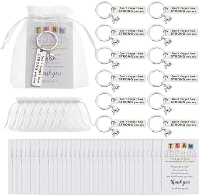 Dailygoods- Sleutelhanger 8 cm - Roestvrij Staal - Olifantenhanger - Presentatiekaart - Bedankje voor Medewerkers - Duurzaam en Handgemaakt - Sleutelring