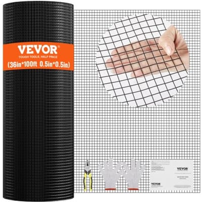 VEVOR VolièRedraad 3ft X 12ft Tuinhek 1,06 Mm Gaasomheining Op Rol Met Vinyl Gecoate Draadomheining voor Kippenhokken, Konijnen- en Slangenhekken, Pluimveestallen
